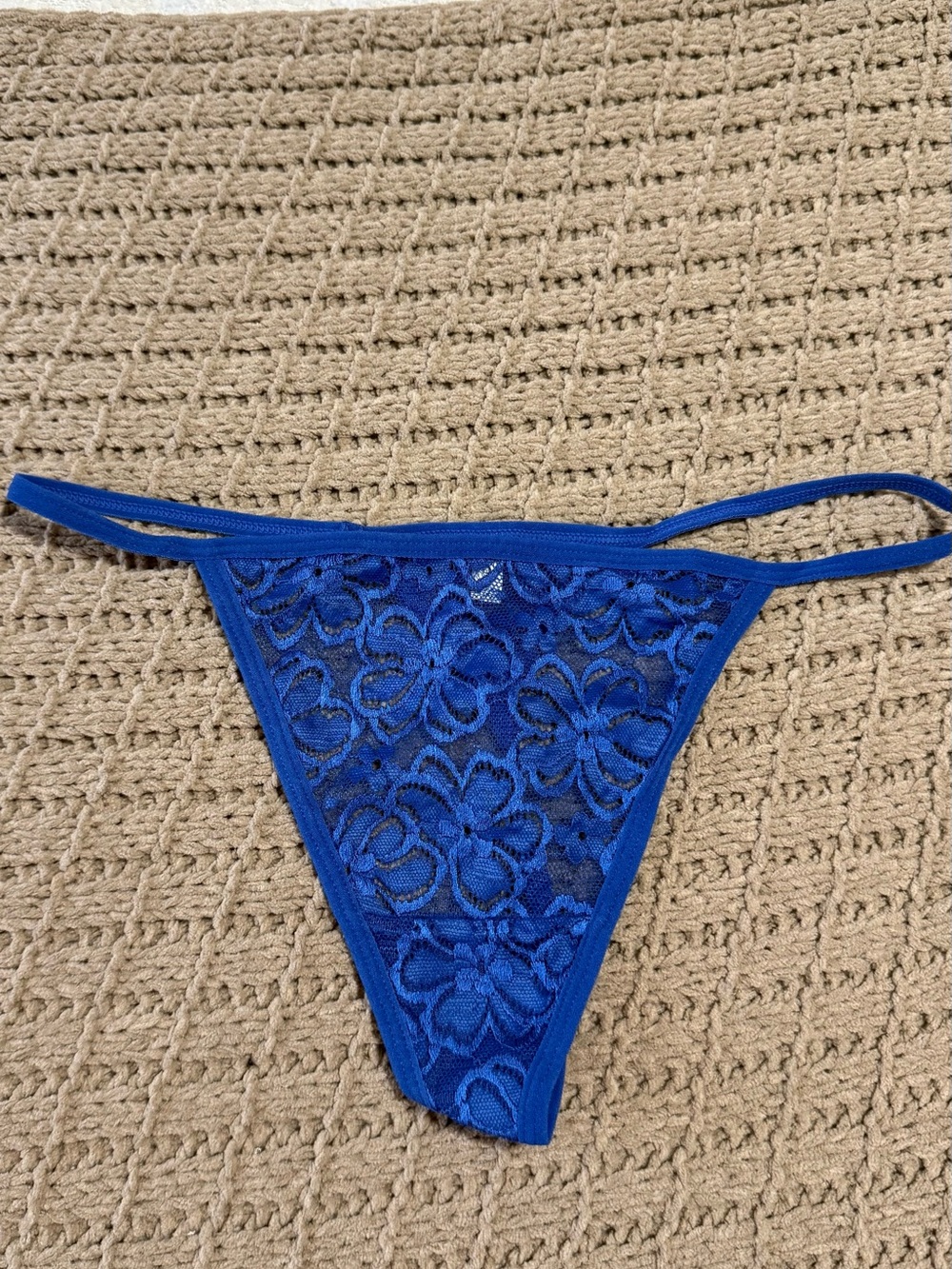 Women's Blue Floral Lace G-String
